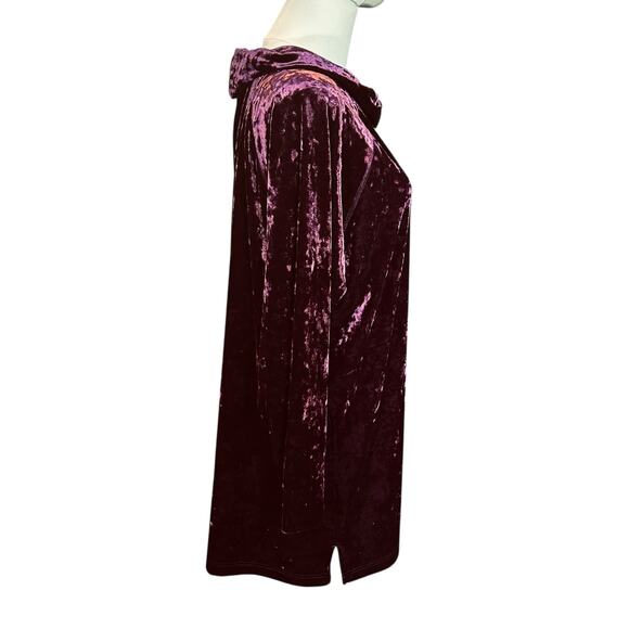 Cabernet Velvet Cowl Neck Top Tunic Burgundy SZ Large Boho Chic Cottage Holiday - Picture 7 of 10